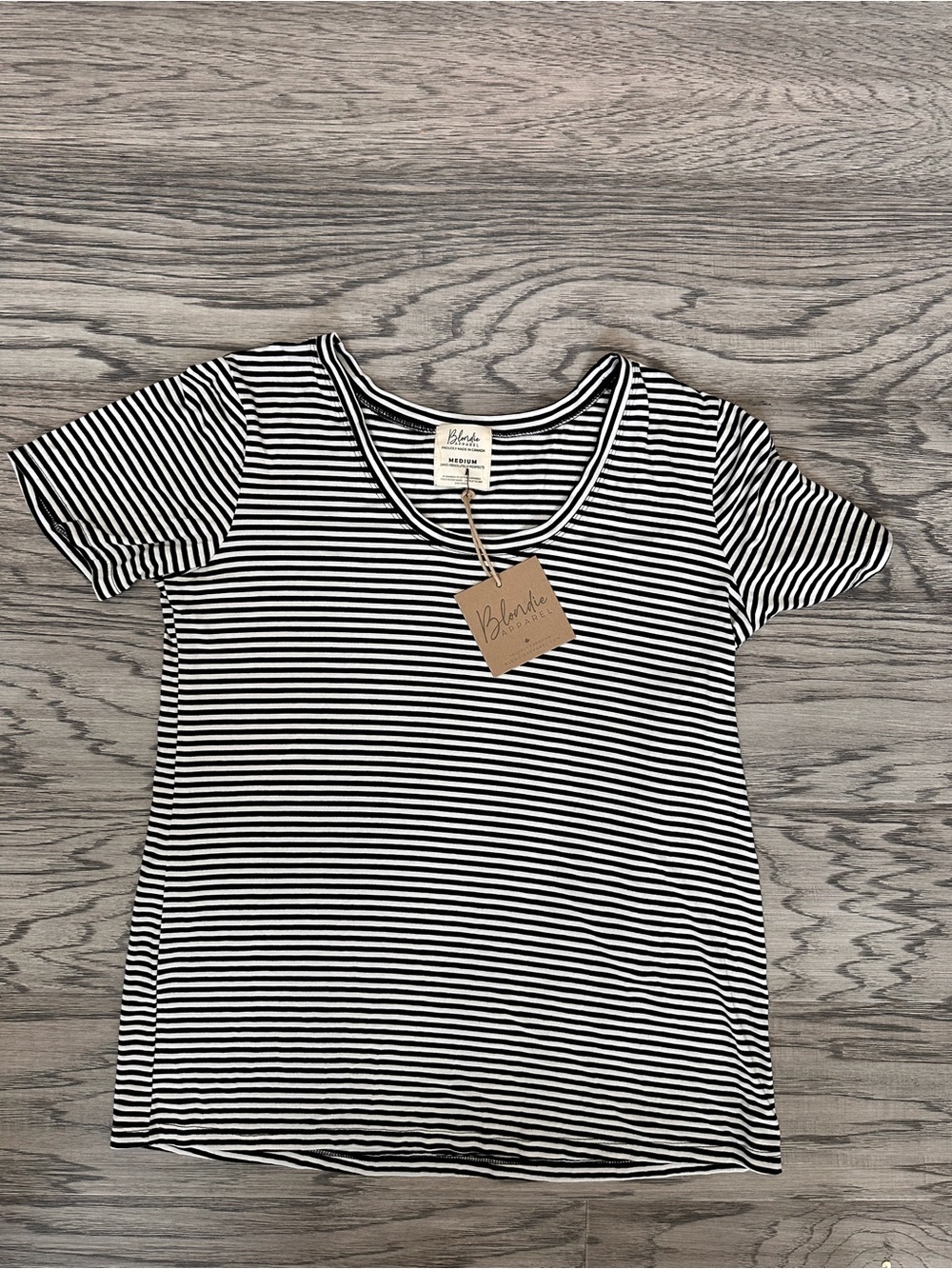Blondie Black & White Striped Scoop Neck Tee